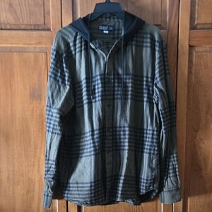 Caliville Green and Black Plaid Casual Button Down Shirt